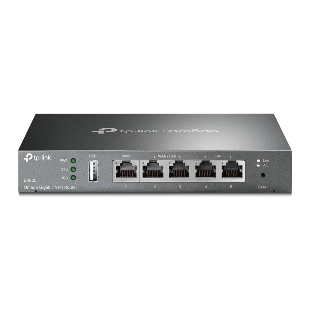 Router VPN Gigabit TP-Link Omada ER605 z 5 portami i diodami.