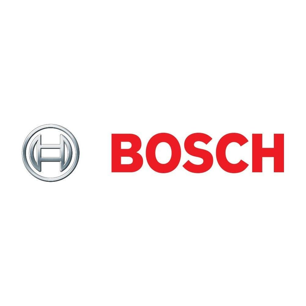Bosch-Logo mit silbernem Kreis und rotem Schriftzug.