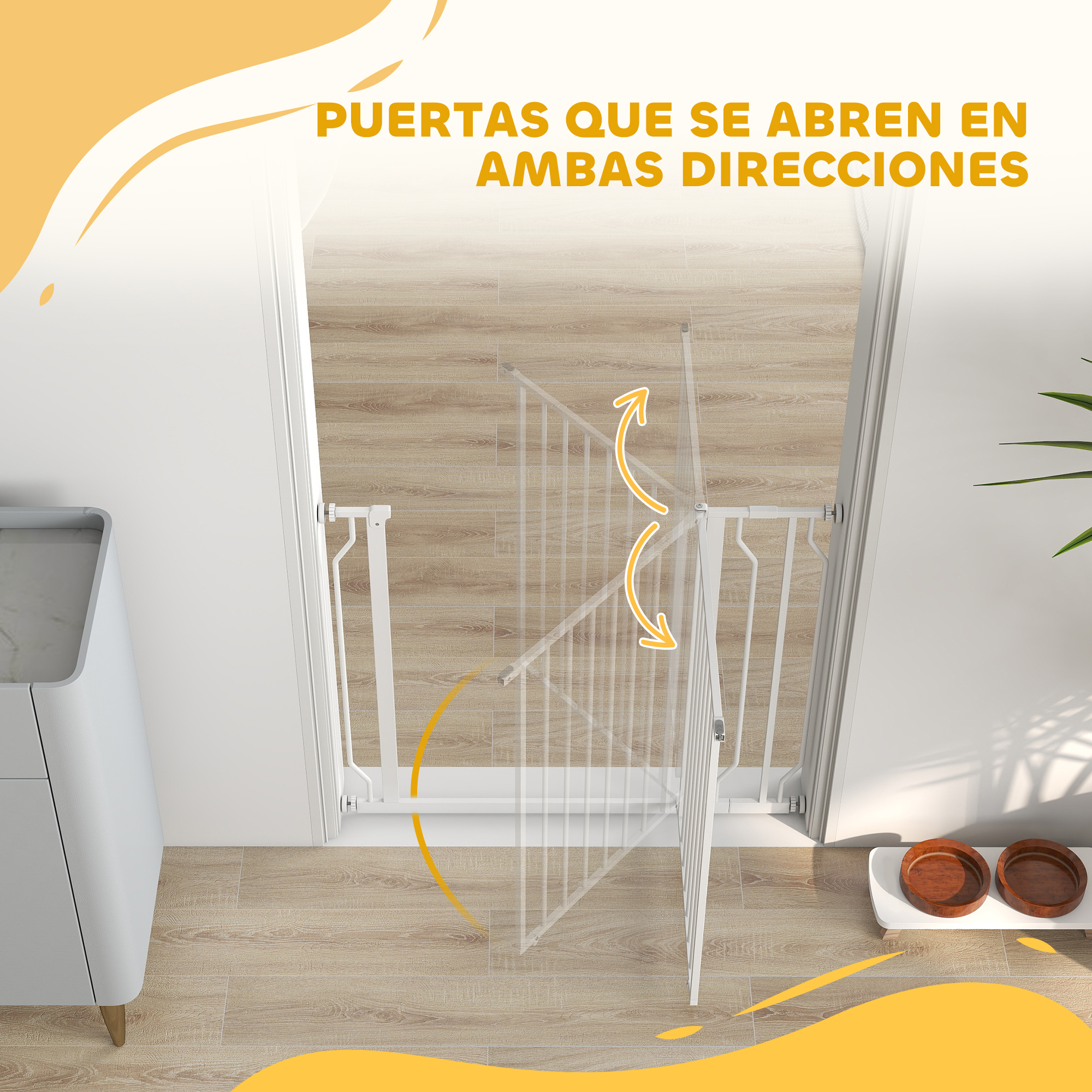 Una barrera blanca se abre en ambas direcciones en un portal.