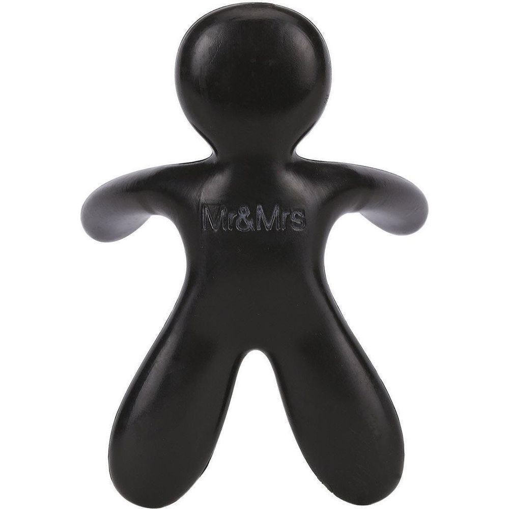 Schwarze Mr&Mrs-Figur mit ausgestreckten Armen und Beinen.