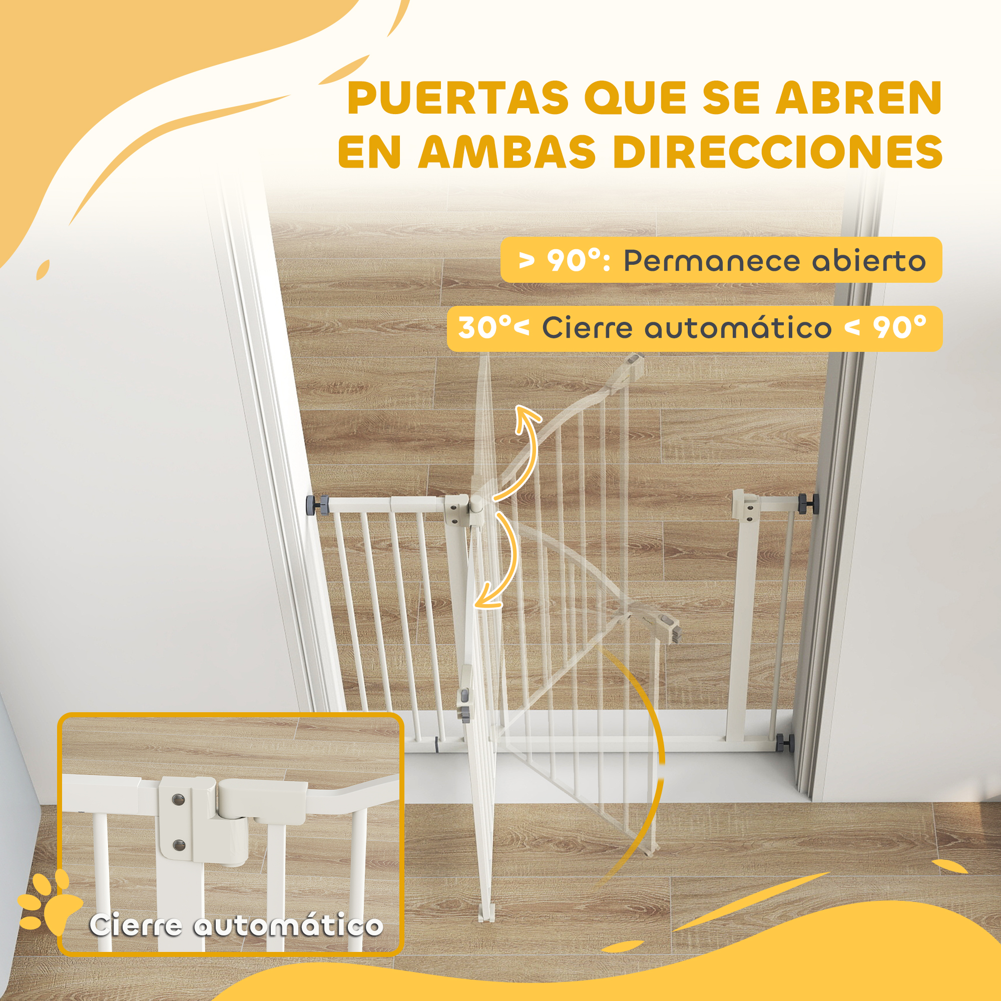 Una barrera de seguridad blanca se abre y cierra automáticamente.