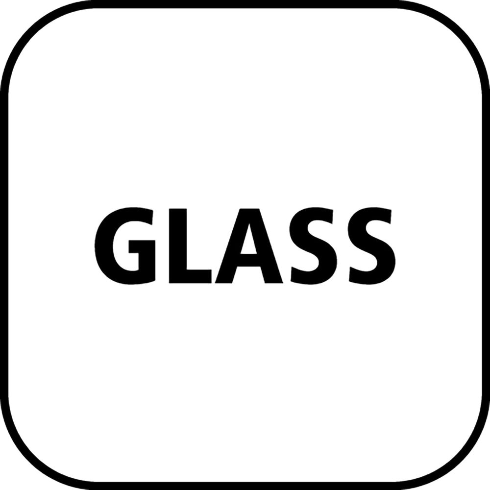 Das Wort Glas in Großbuchstaben auf weißem Hintergrund.