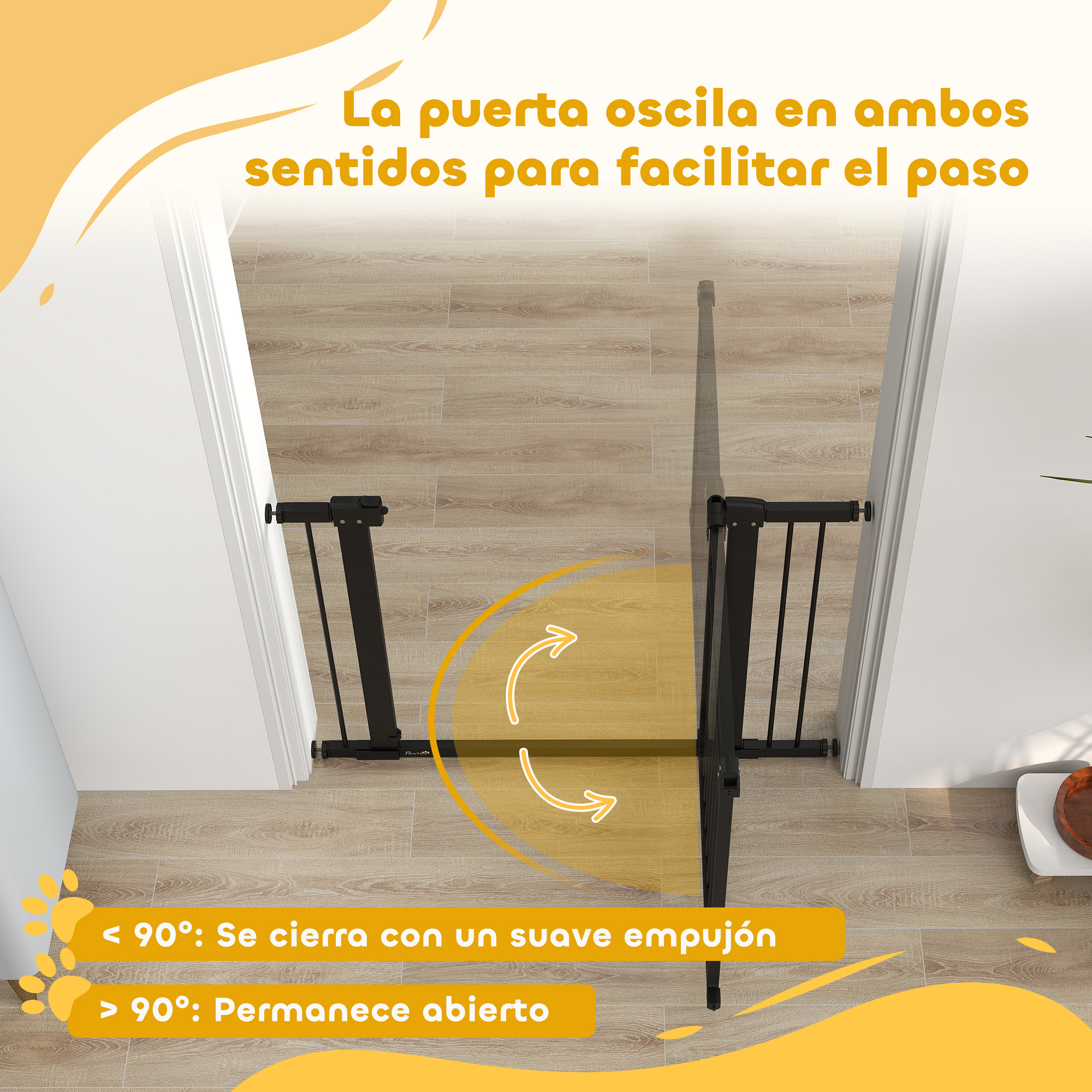 Barrera de seguridad negra se abre en ambas direcciones.