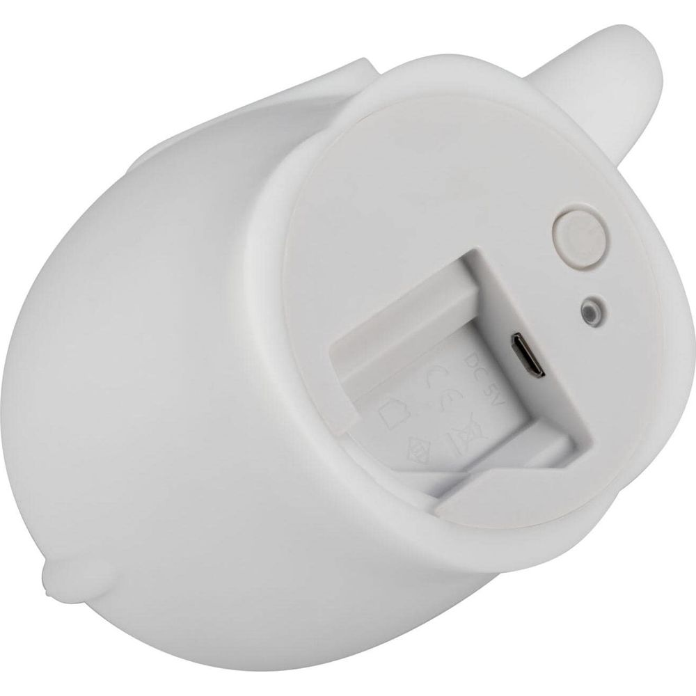 Biała lampa z portem USB i oznaczeniem DC 5V.