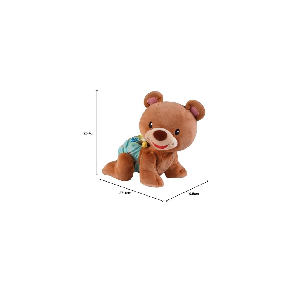 Brauner Teddybär mit Windel krabbelt. Maße: 23,4x27,1x16,8 cm.