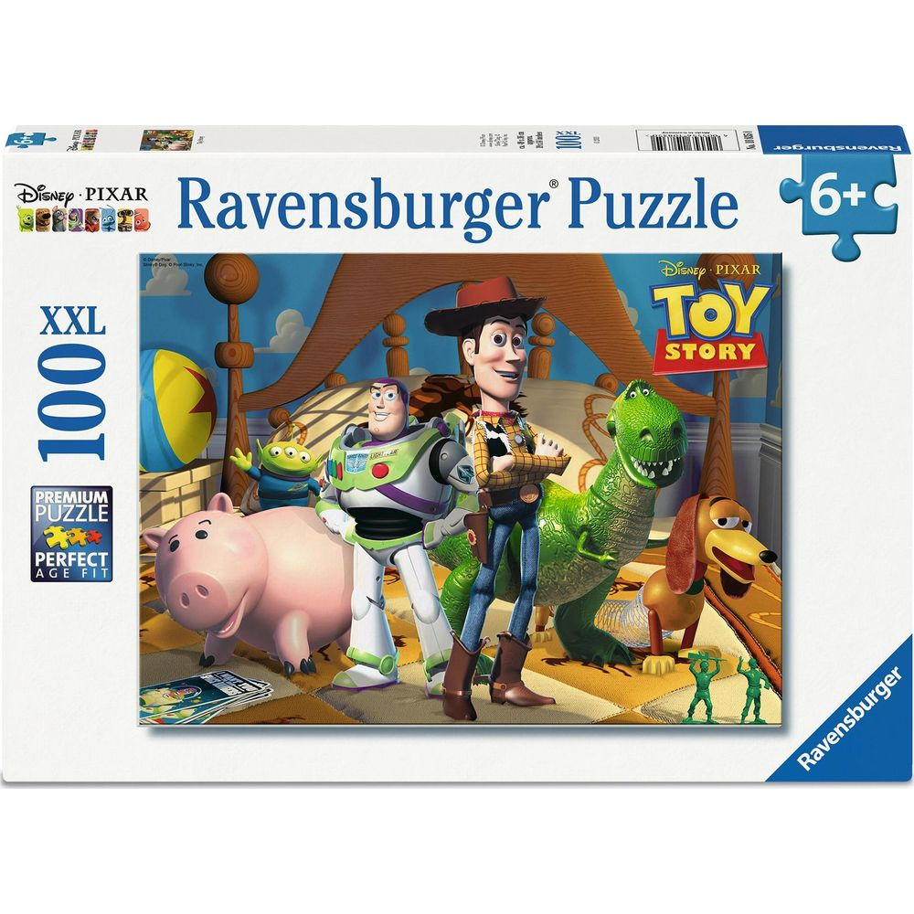 Puzzle Ravensburger Toy Story: Woody, Buzz, Rex, Maiale, Alien, Slinky in cameretta.