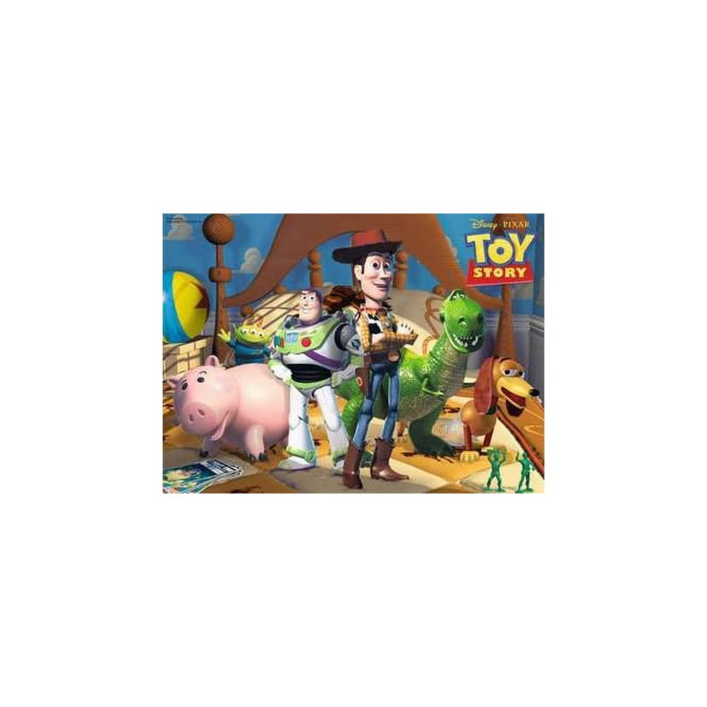 Personaggi di Toy Story: Woody, Buzz, Rex, Slinky, Porcellino, Alien e soldatini.