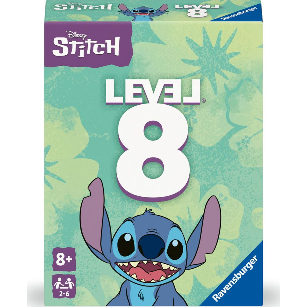 De doos toont Stitch, het Disney-personage, met het getal 8 en het Ravensburger-logo.