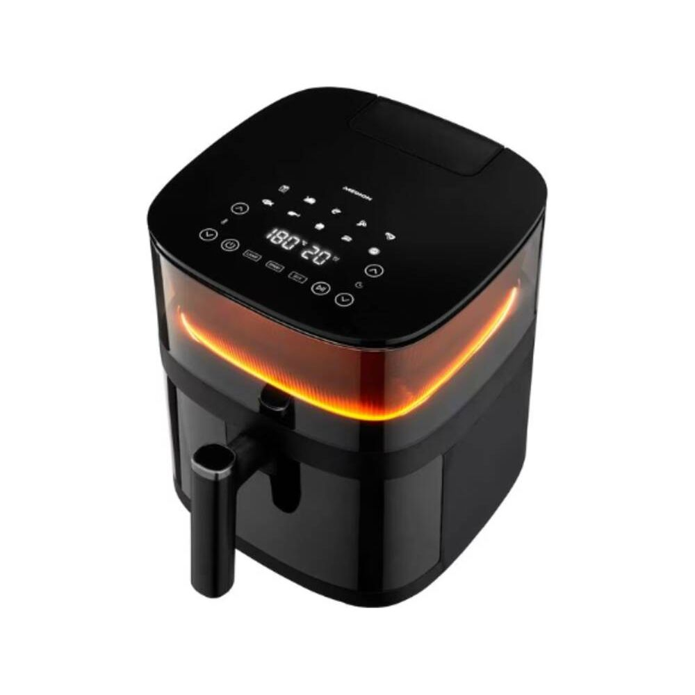 Czarna frytkownica beztłuszczowa z cyfrowym wyświetlaczem 180°C i 20 min.