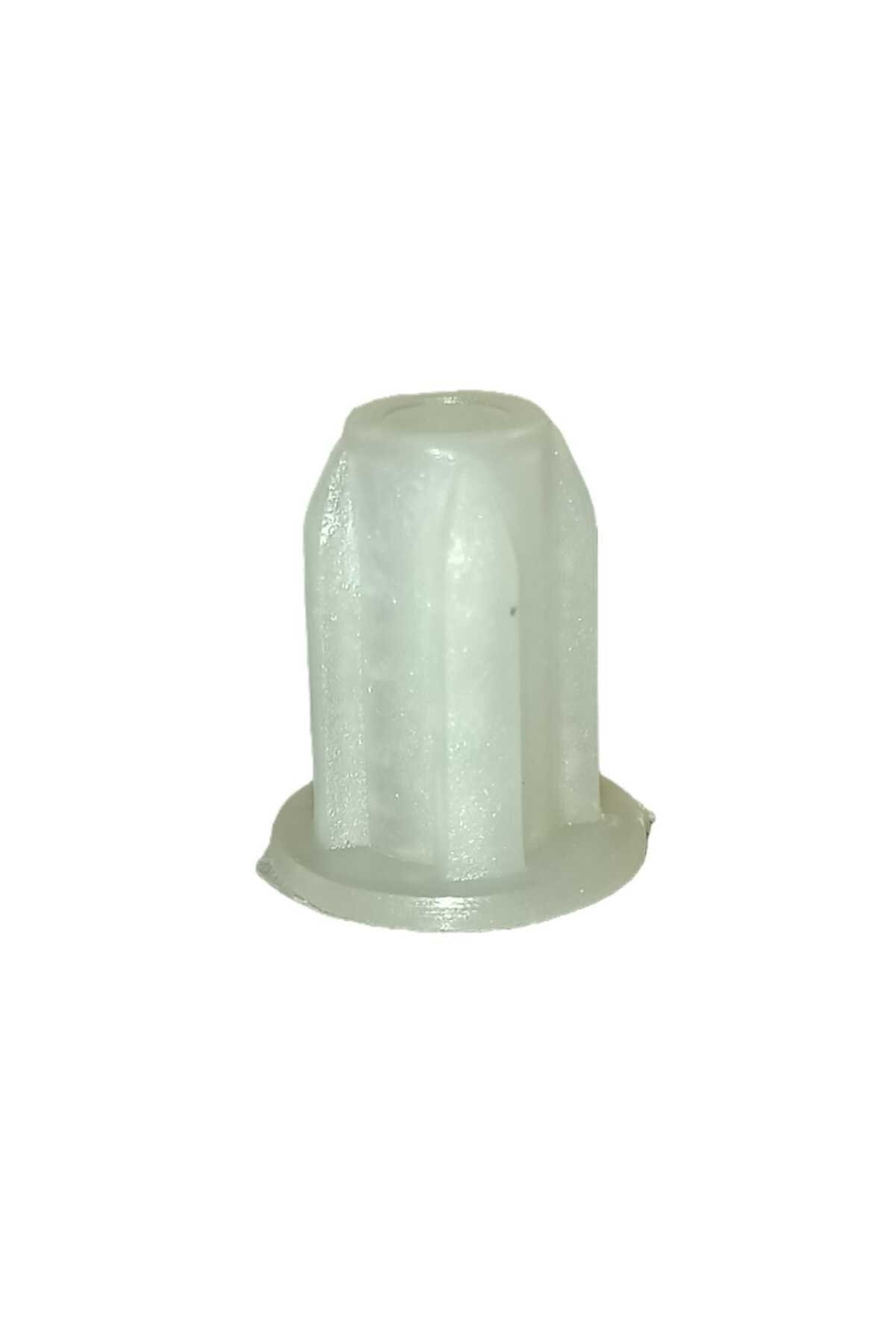 Kanallı dokulu, geniş tabanlı beyaz plastik rondela.