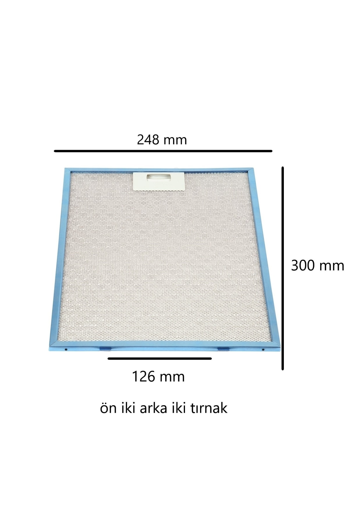 248x300 mm boyutlarında mavi davlumbaz filtresi.