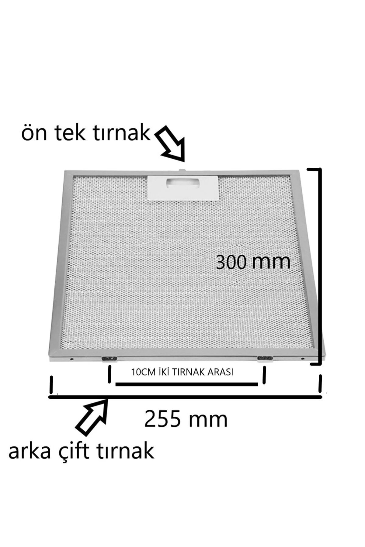 Metal filtre, 300x255mm, davlumbazlar için. Tek ön tırnak.