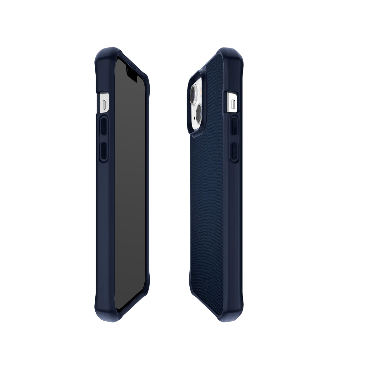 Due custodie blu navy una accanto all'altra su sfondo bianco.
