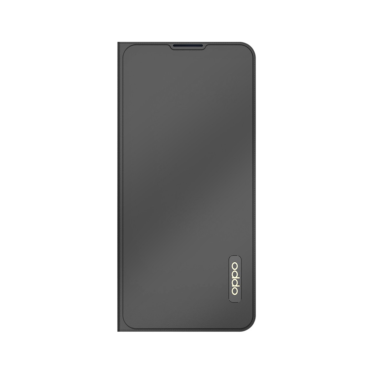Dunkelgraues Handyhülle mit dem goldenen Oppo-Logo auf der Vorderseite.