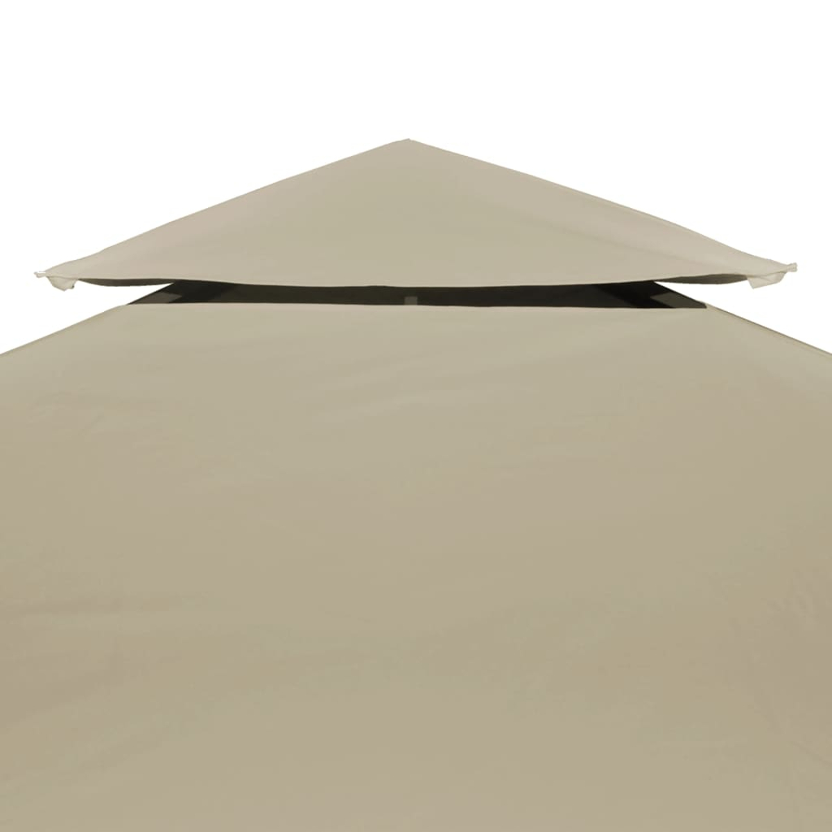 Telo per gazebo beige a due livelli con prese d'aria, isolato su sfondo bianco.