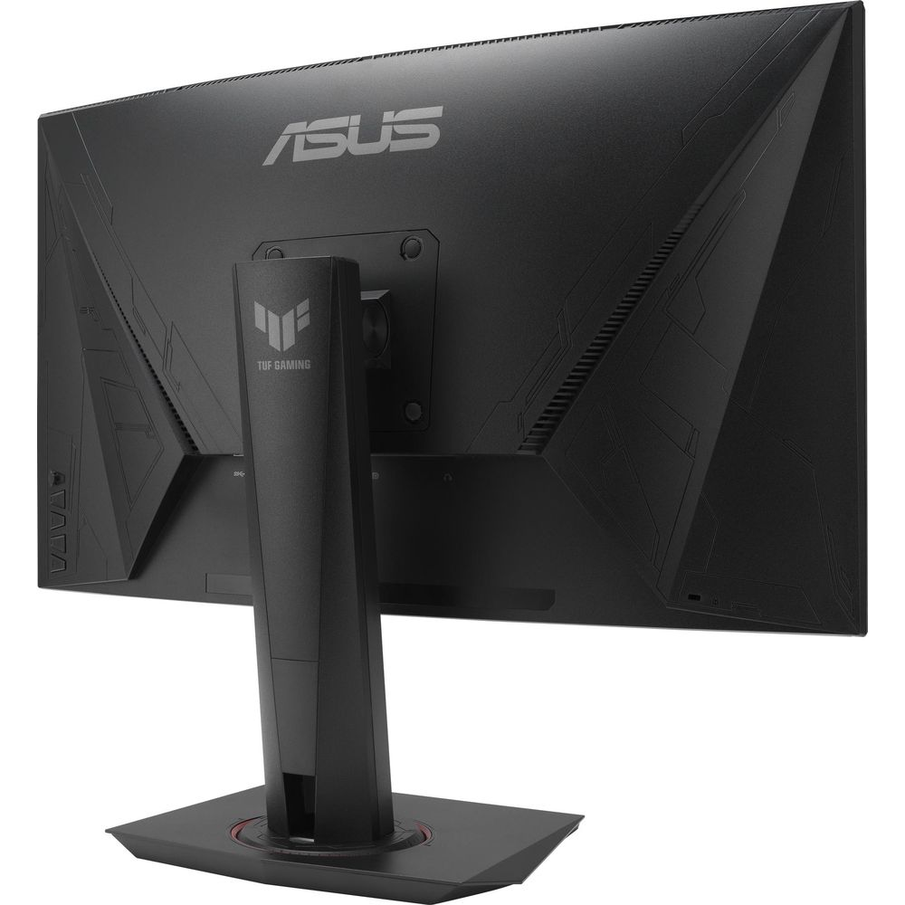 Rückseite eines schwarzen ASUS Gaming Monitors mit TUF Gaming Logo.