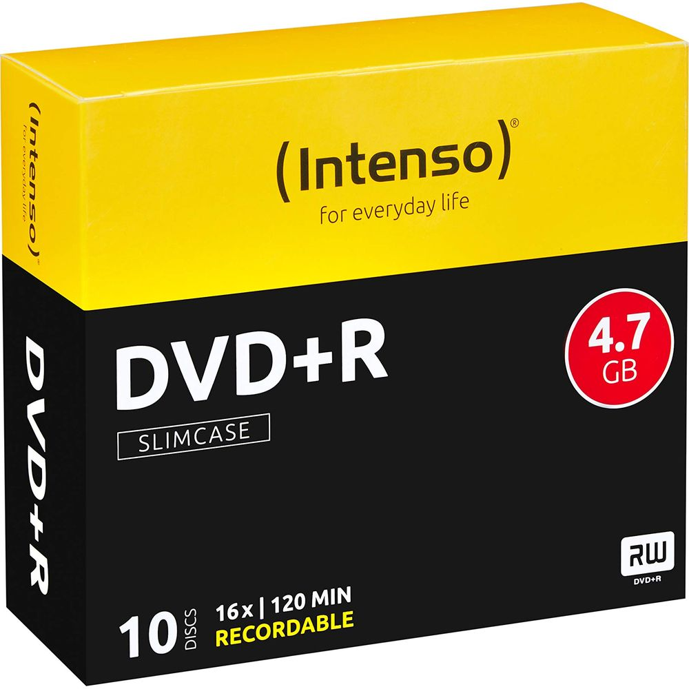 Pudełko 10 płyt Intenso DVD+R Slimcase, 4.7 GB, 16x.