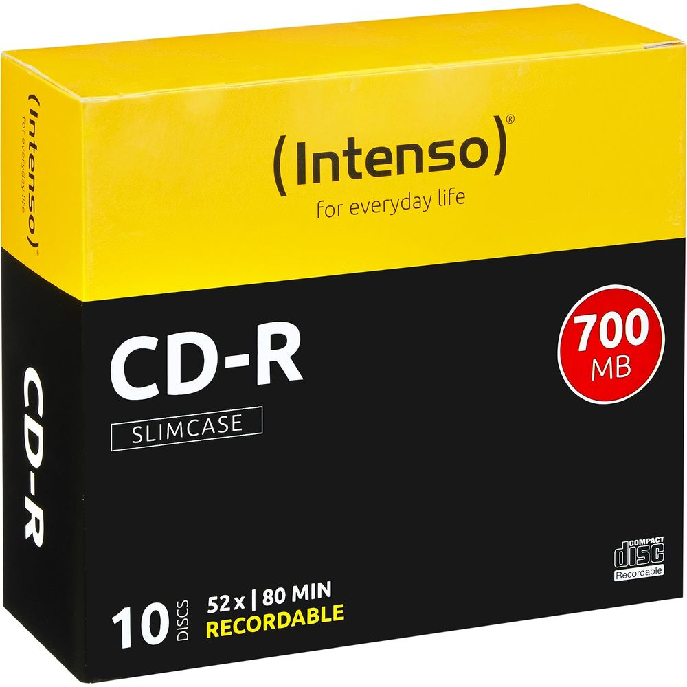 Opakowanie 10 płyt CD-R, 700 MB, 80 min, Slimcase, żółto-czarne