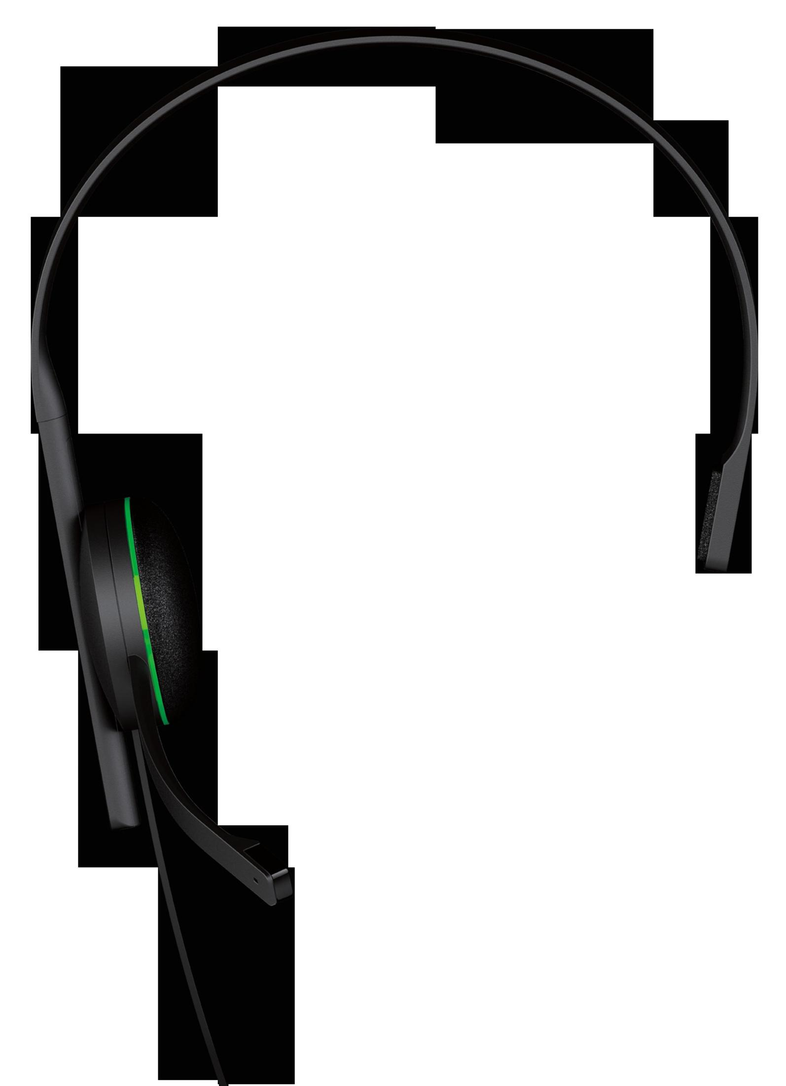 Czarny zestaw słuchawkowy do gier z mikrofonem i zielonymi akcentami.