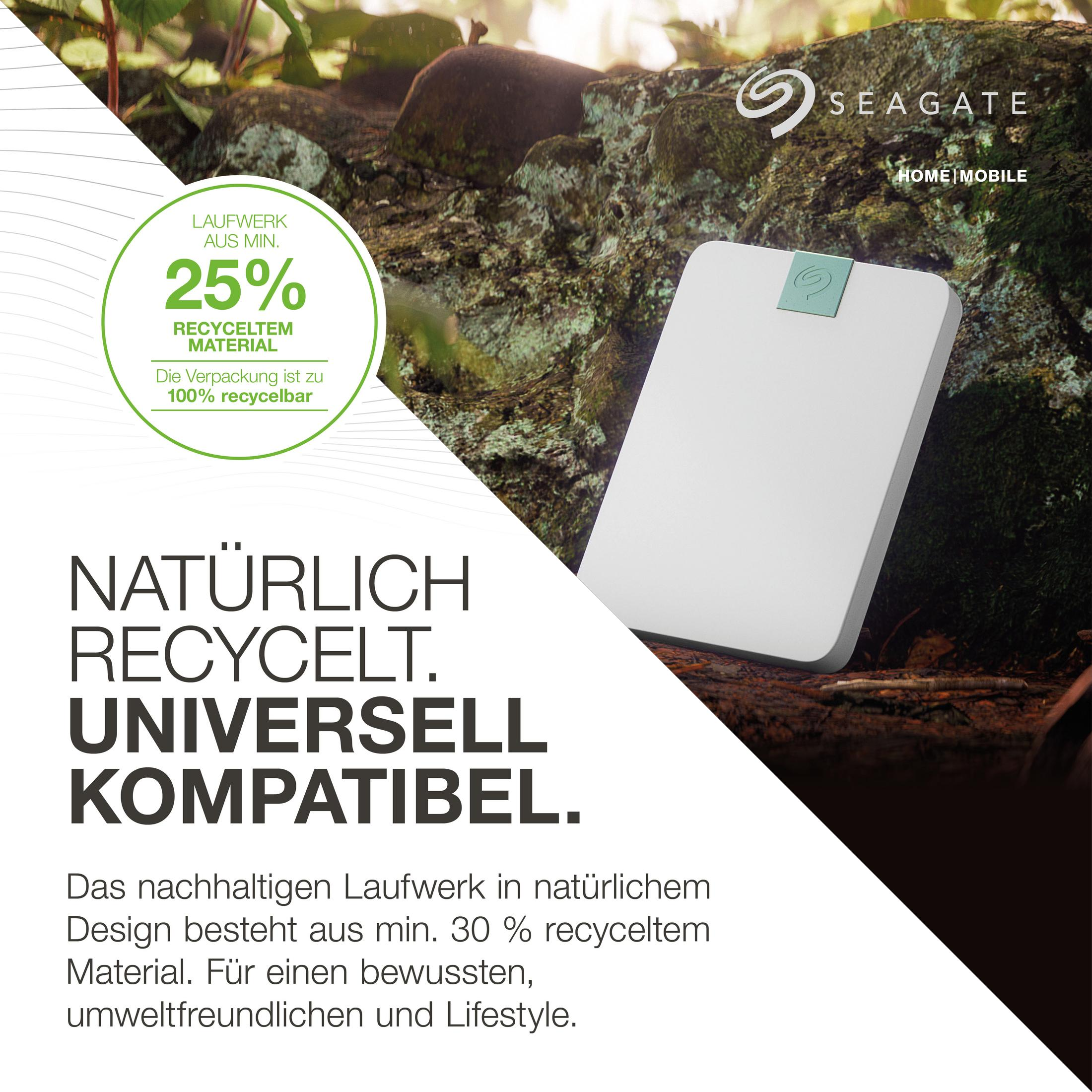 Dysk Seagate z 25% materiału z recyklingu, naturalny.