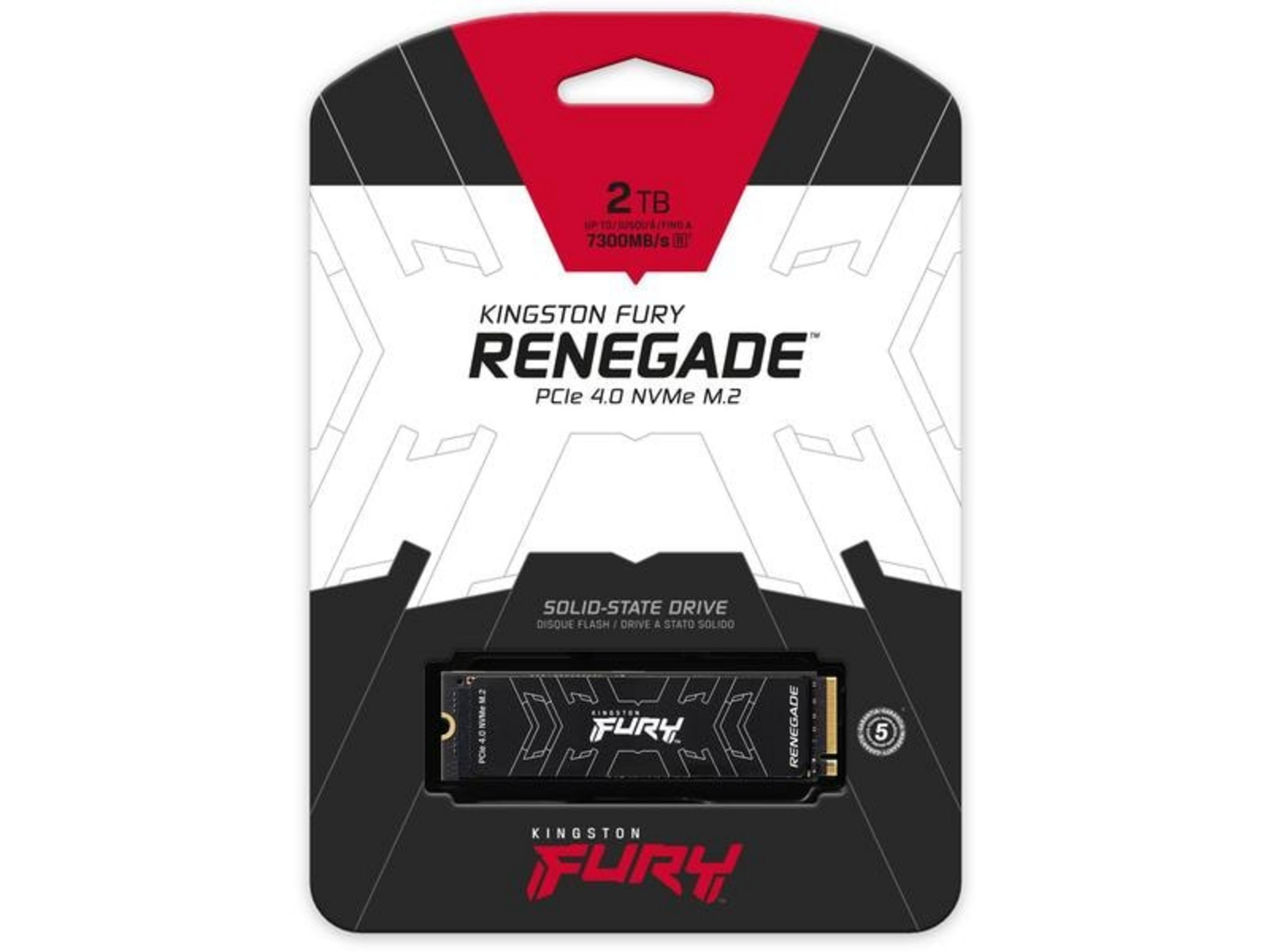 Opakowanie dysku SSD NVMe M.2 Kingston Fury Renegade 2TB z prędkością.