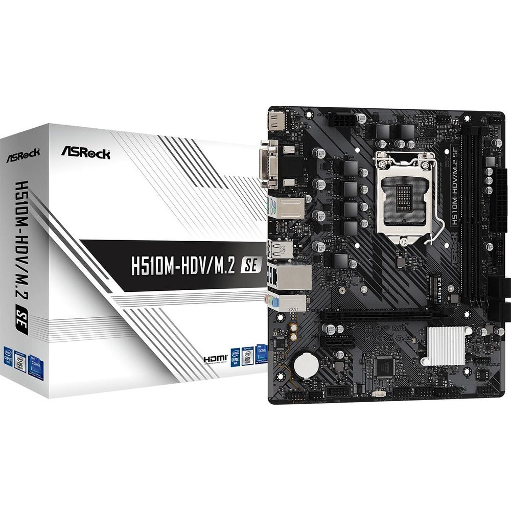 Płyta główna ASRock H510M-HDV/M.2 SE i jej pudełko.