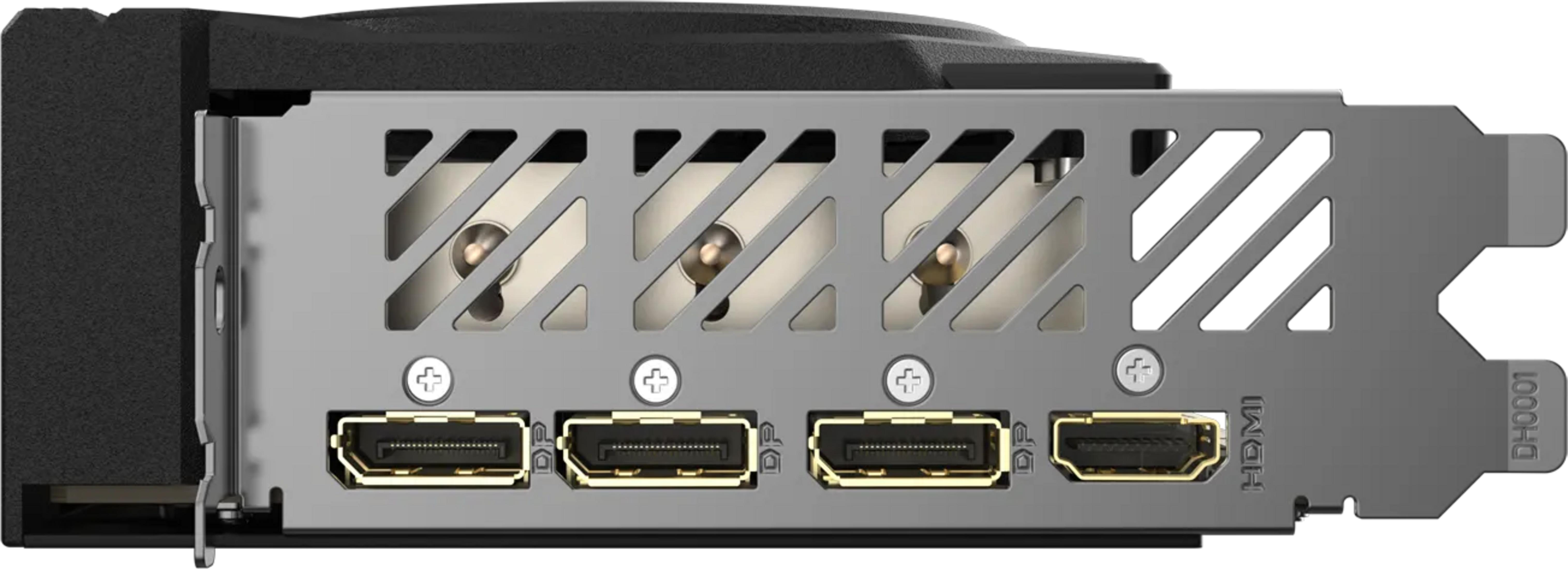 Scheda grafica con tre porte DisplayPort e una porta HDMI.