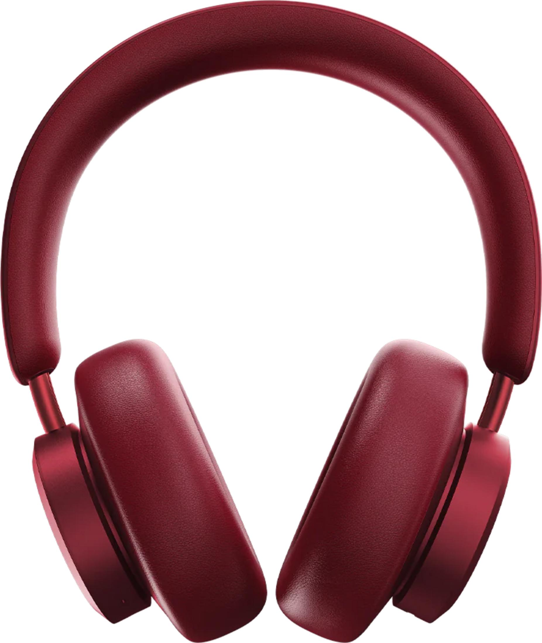 Rote Over-Ear-Kopfhörer mit gepolstertem Kopfbügel und Ohrmuscheln auf weißem Hintergrund.