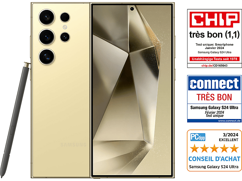 SAMSUNG Galaxy S24 Ultra, Titanio, Amarillo, Móvil Android, 512 GB