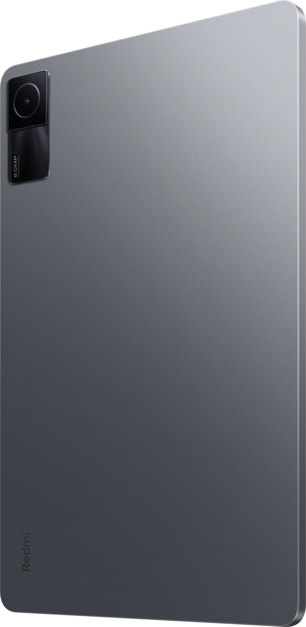 Parte posterior de una tablet gris con cámara de 8 MP y logo de Redmi.