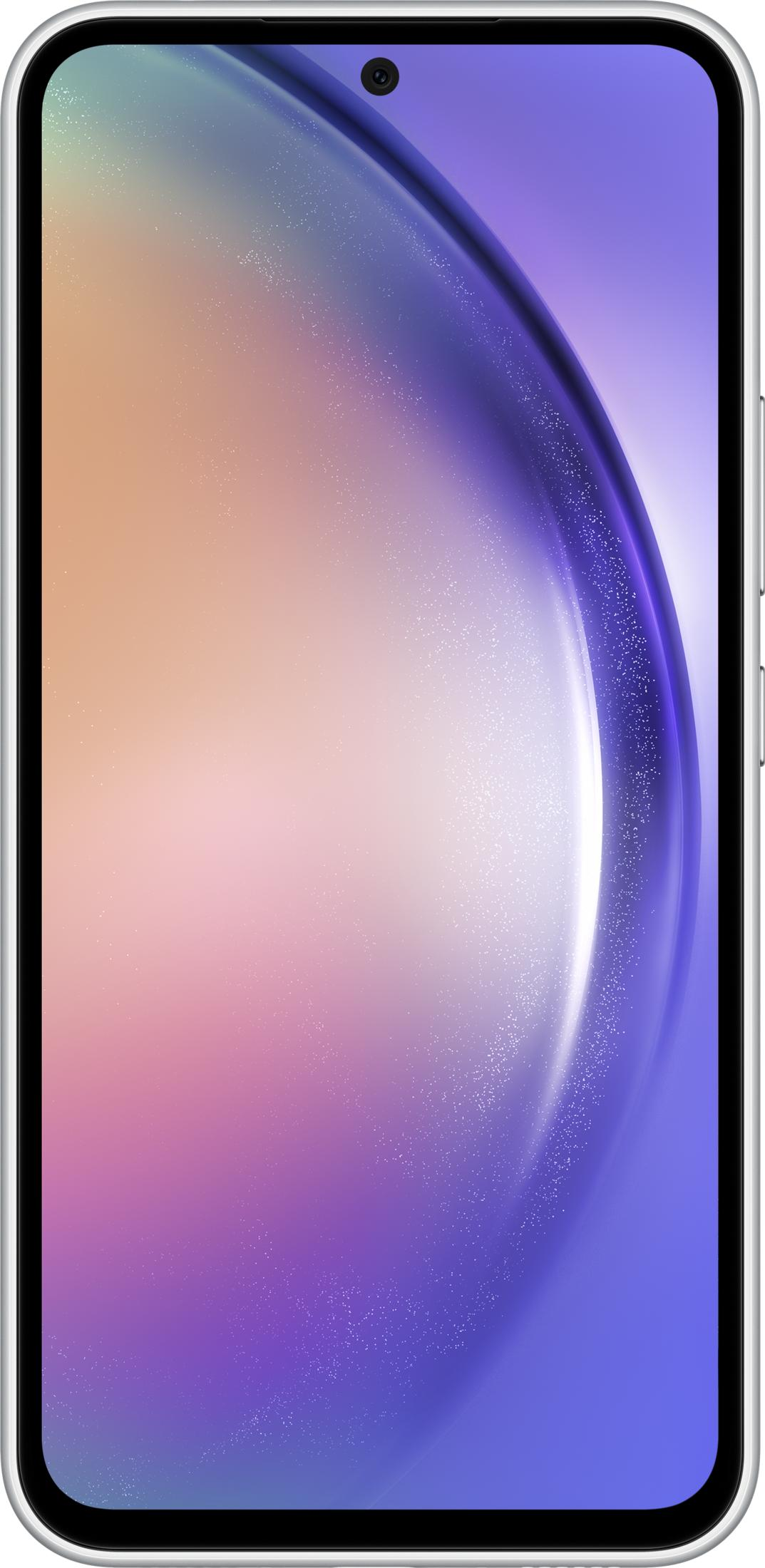Un smartphone affichant un fond coloré avec une caméra en haut.