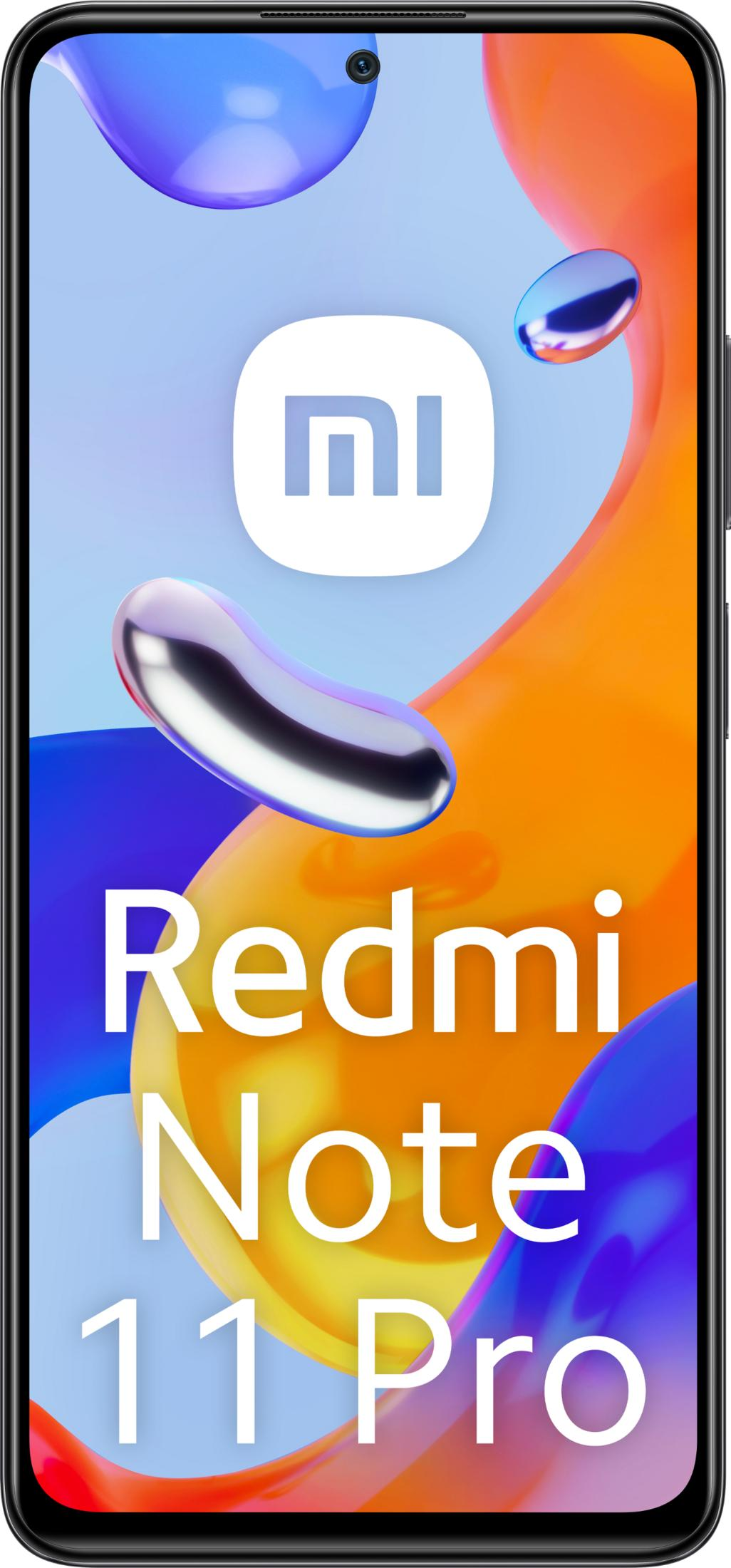 Xiaomi Redmi Note 11 Pro Smartphone mit MI Logo auf abstraktem Hintergrund.