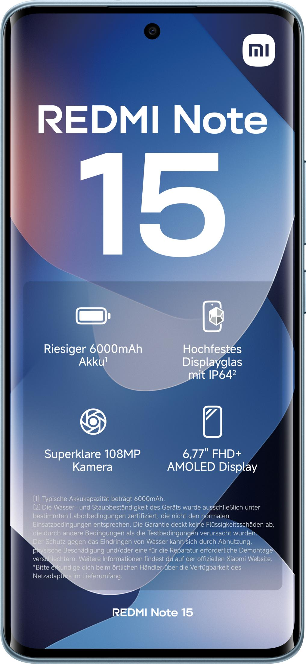 Redmi Note 15 con batteria 6000mAh, fotocamera 108MP, display IP64.