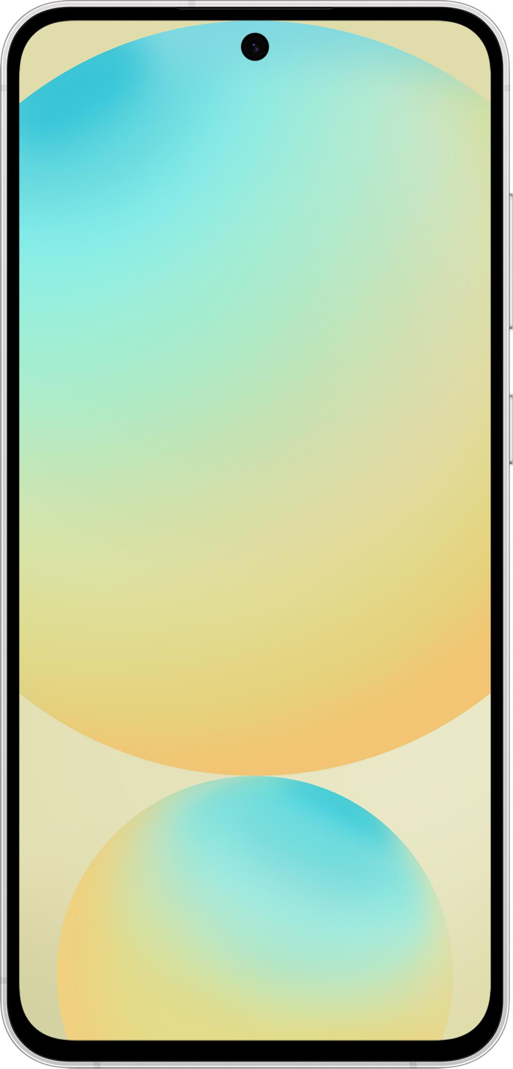 Smartphone mit Farbverlauf-Hintergrund in Blau, Grün und Gelb.