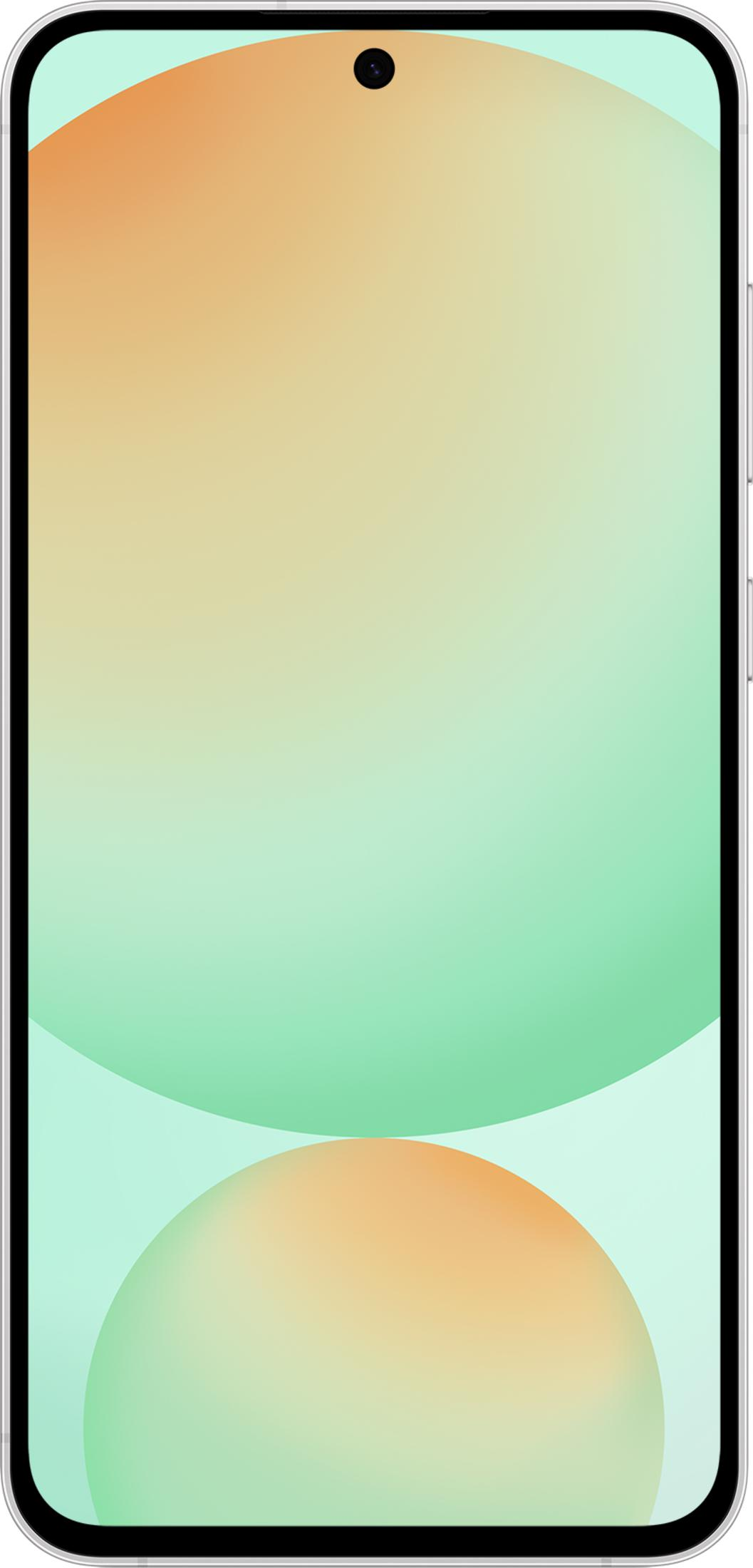 Uno smartphone con uno sfondo sfumato nei toni dell'arancione e del verde.