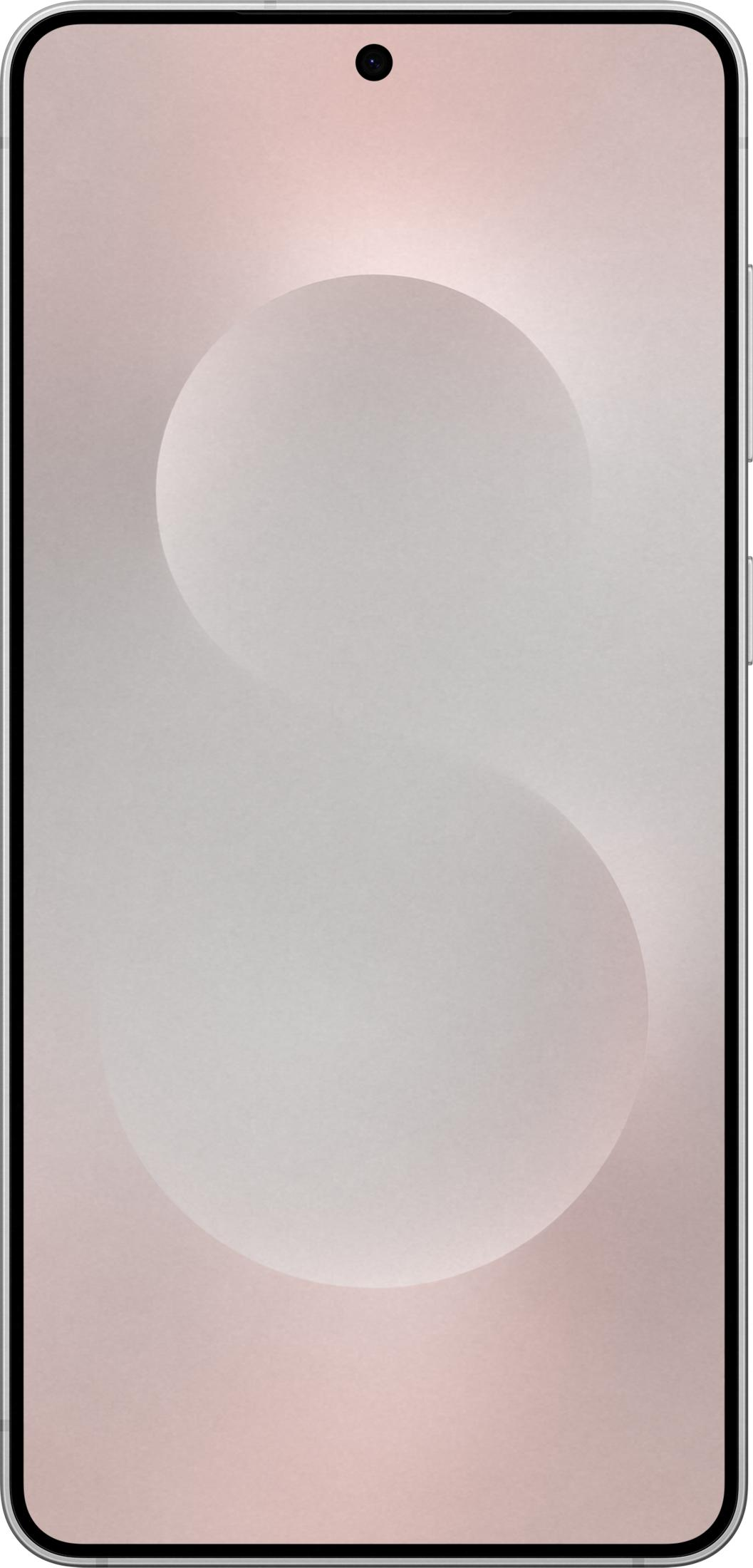 Smartfon z minimalistycznym jasnoszarym tłem z dwoma zachodzącymi na siebie okręgami.