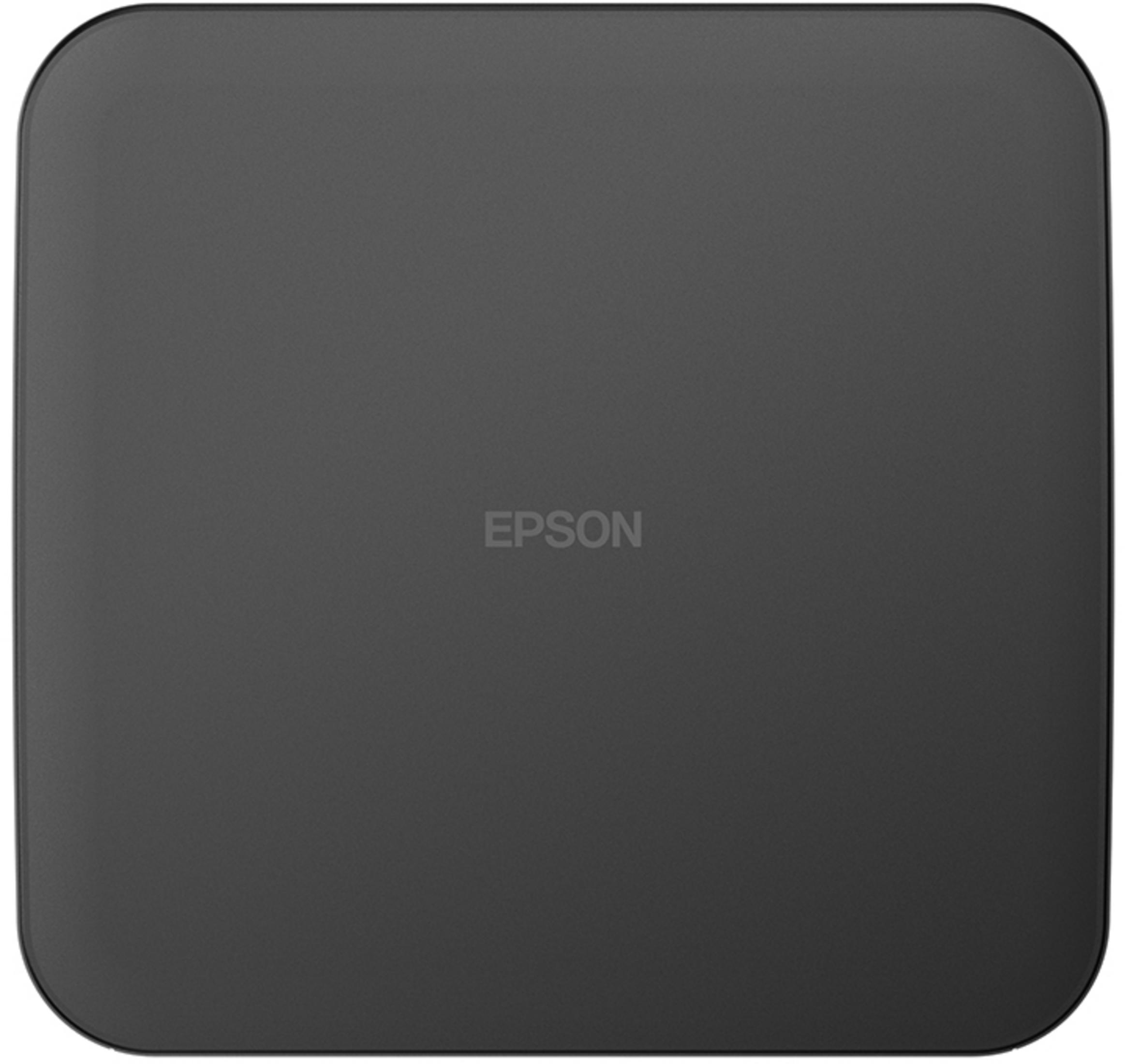 Ciemne, prostokątne pudełko z zaokrąglonymi rogami i logo Epson na środku.