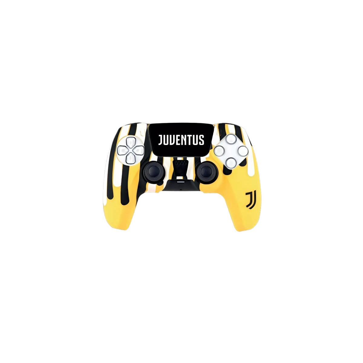 Un controller giallo con strisce nere e logo Juventus.