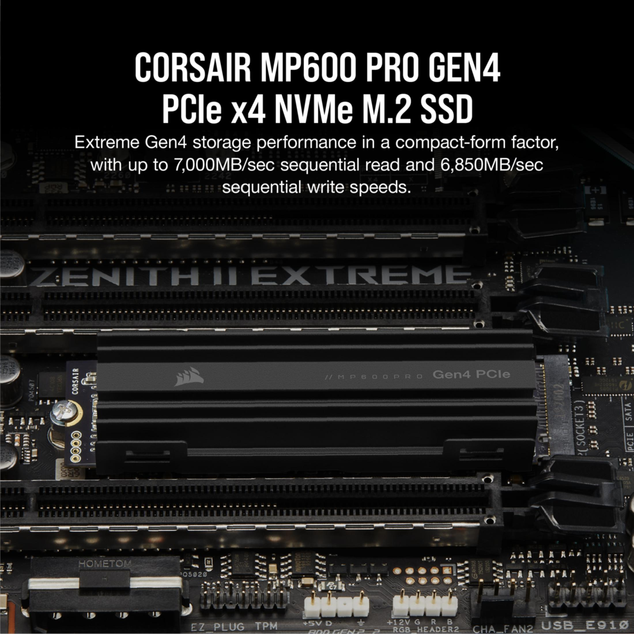 SSD Corsair MP600 Pro Gen4 NVMe M.2 en una placa base Zenith Extreme.