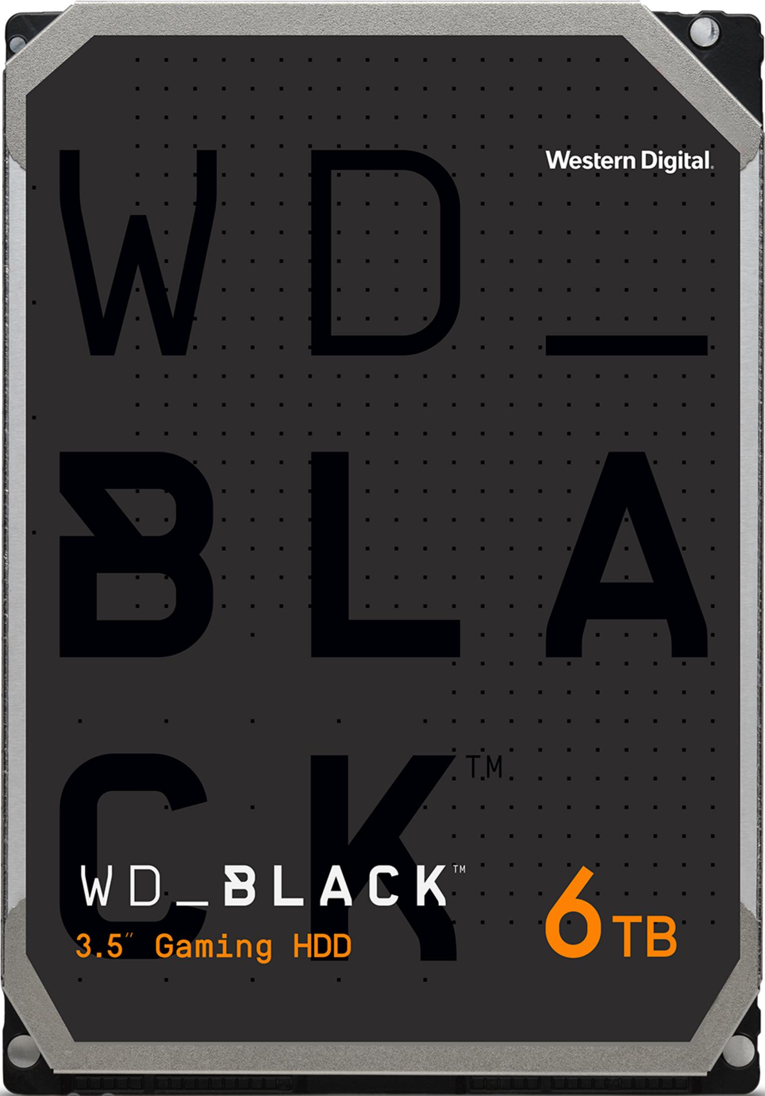 WD_BLACK 6TB 3,5" Gaming HDD z srebrną ramką i czarną obudową.