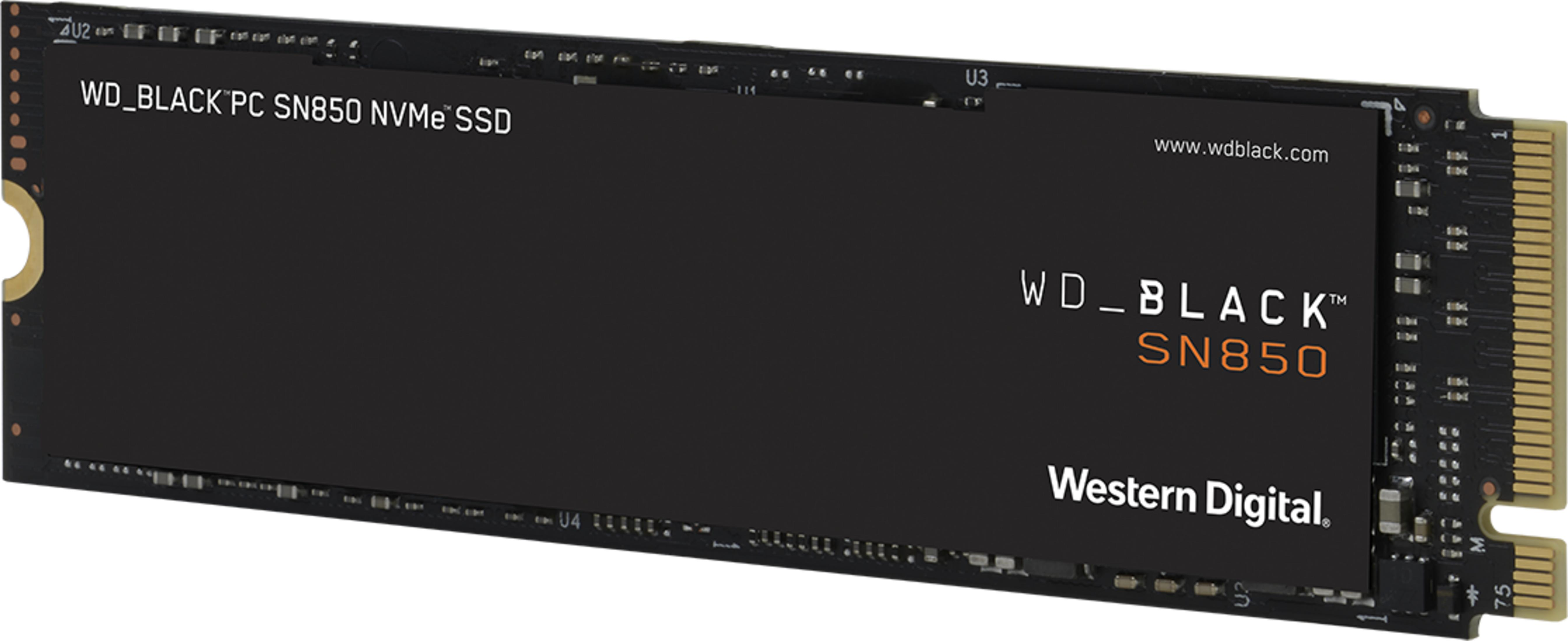 SSD NVMe WD_BLACK SN850 nera con connettore dorato.