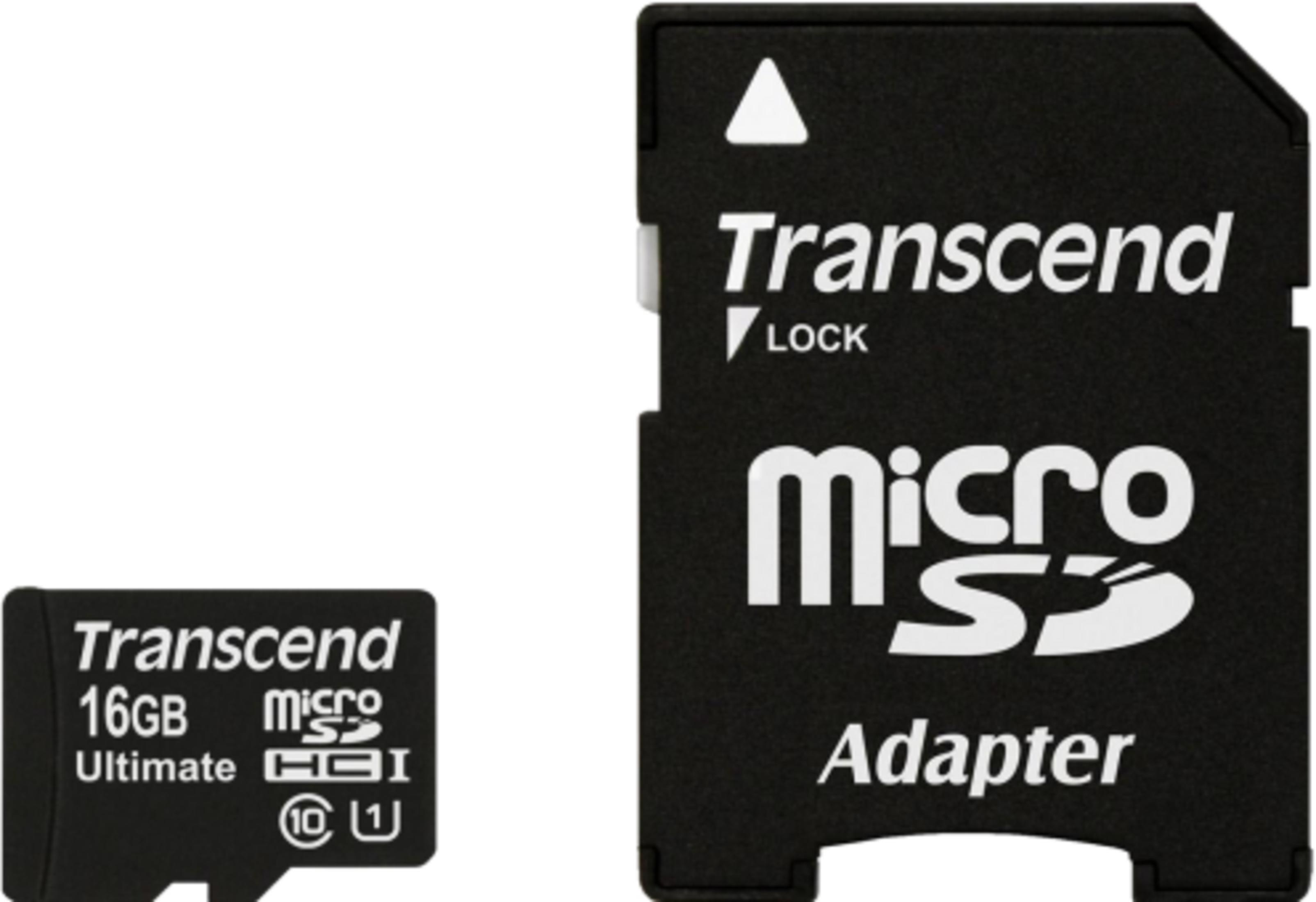 Czarny adapter MicroSD i karta MicroSD 16 GB.