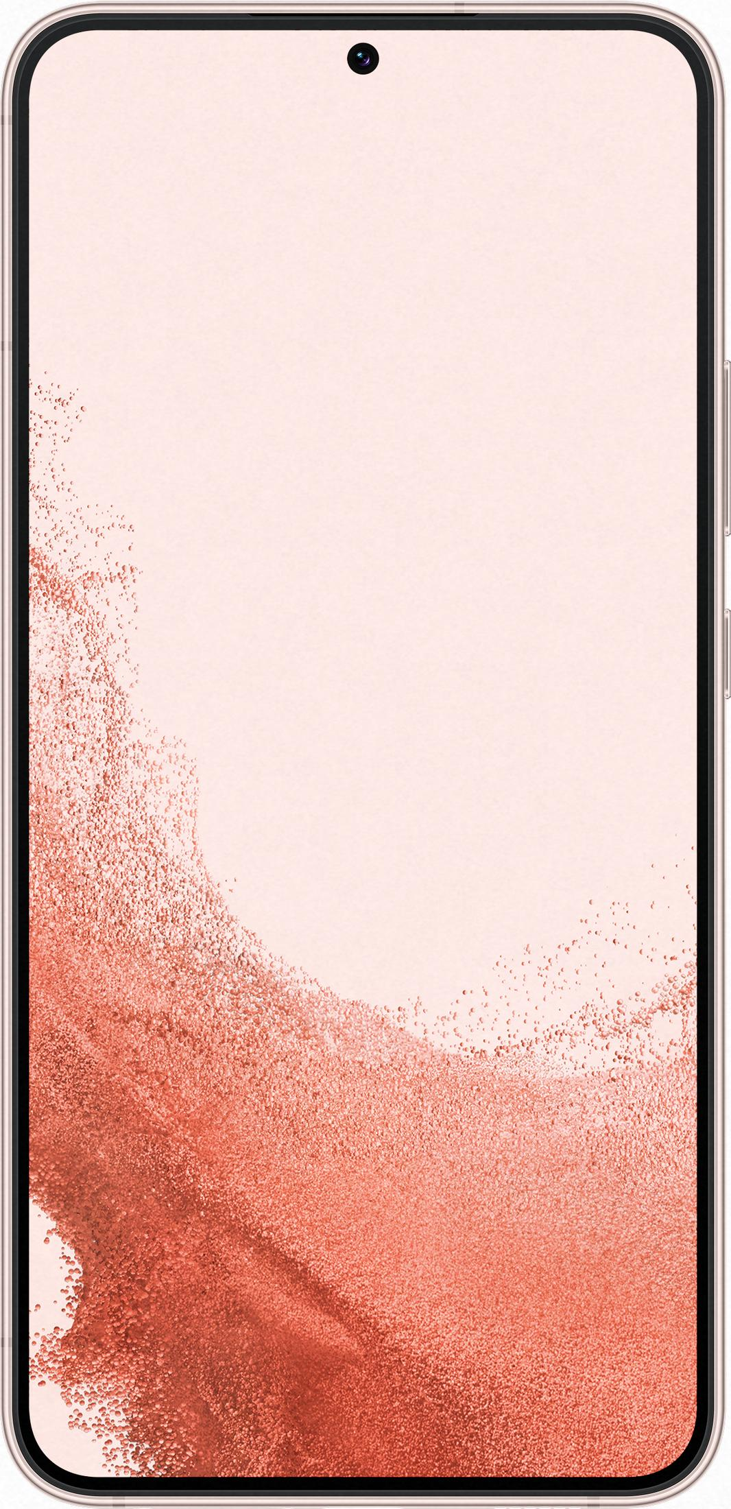 Ein Smartphone mit einem blassrosa Hintergrund und einem korallenfarbenen Muster.