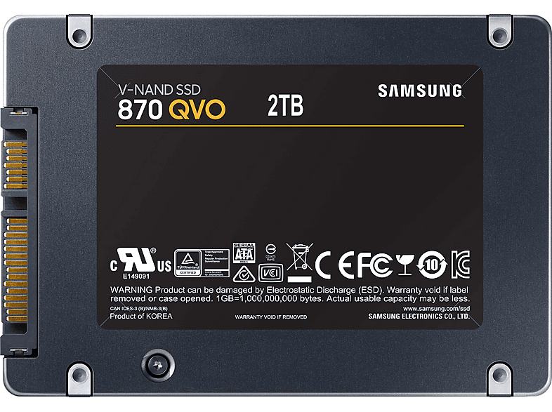 Disco duro SSD interno 2 TB | SAMSUNG 870 QVO, Interno, Negro