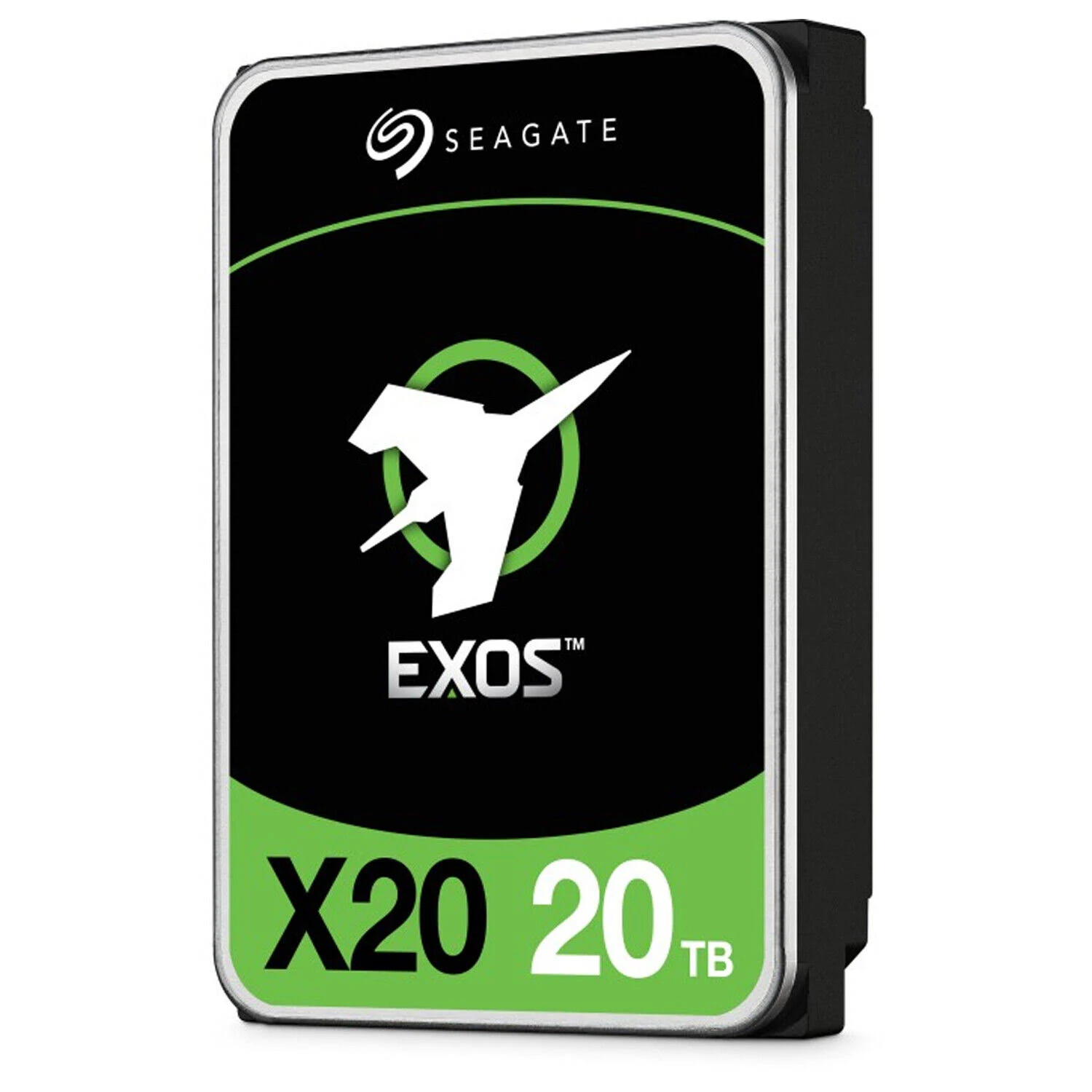 Dysk twardy Seagate Exos X20 20TB z białym logo sokoła.