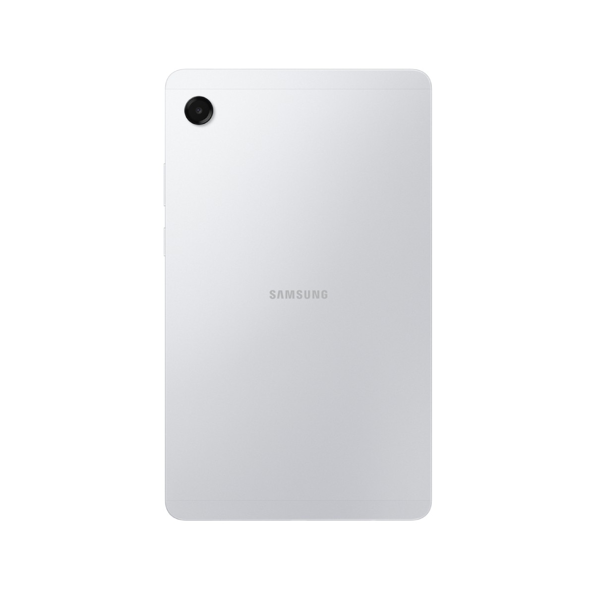 Dos d'une tablette Samsung blanche avec appareil photo et logo.