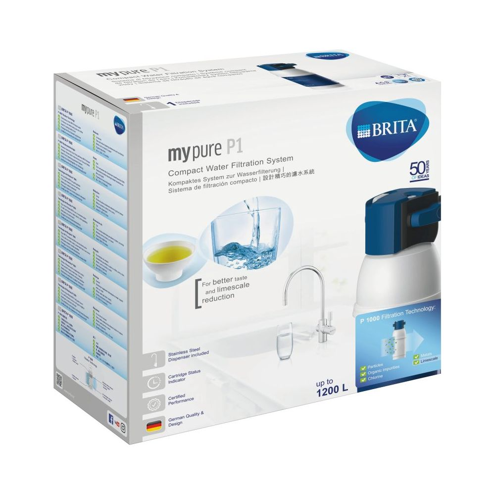 System filtra wody Brita mypure P1, kompaktowy, pojemność 1200L.