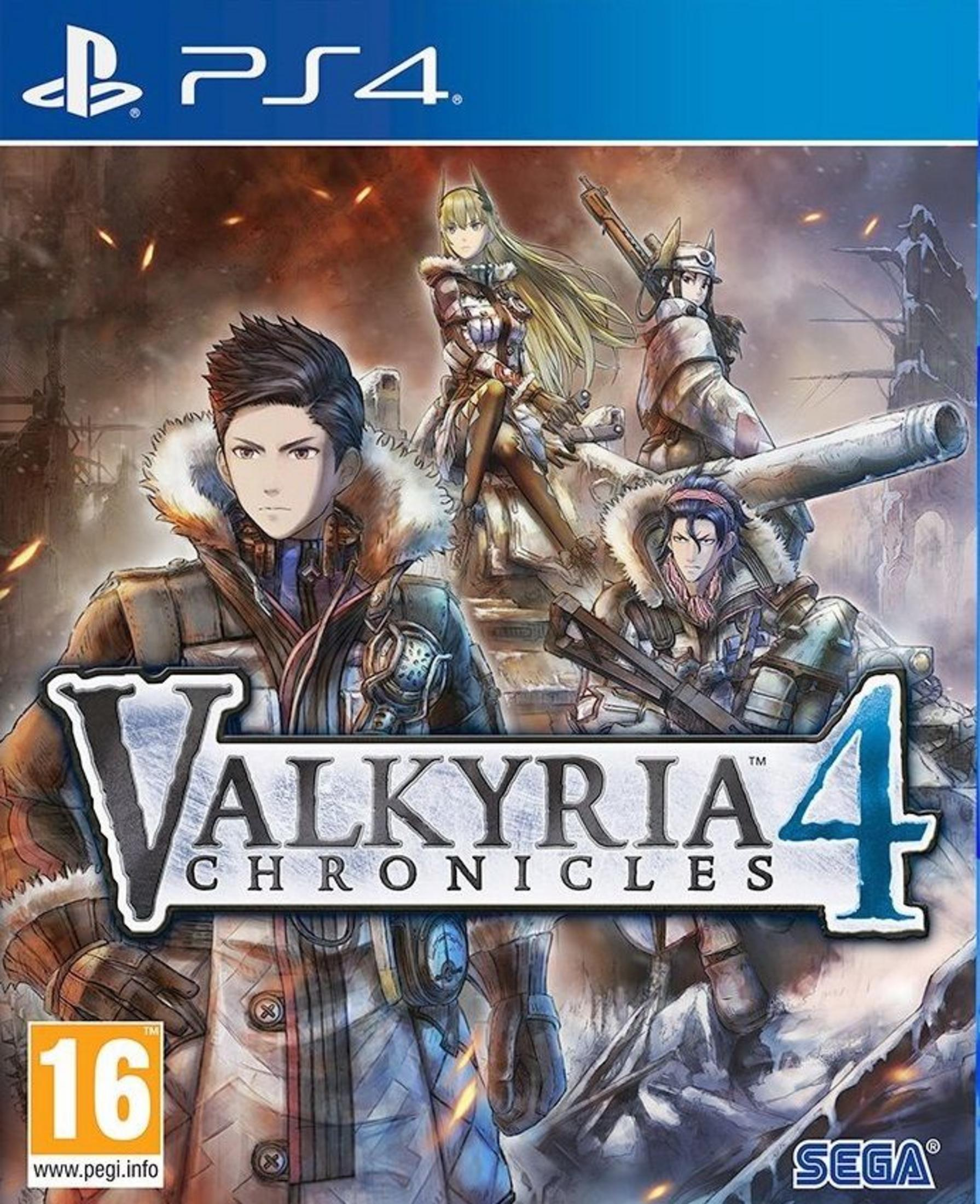 Copertina del gioco Valkyria Chronicles 4 PS4 con personaggi anime e un carro armato.