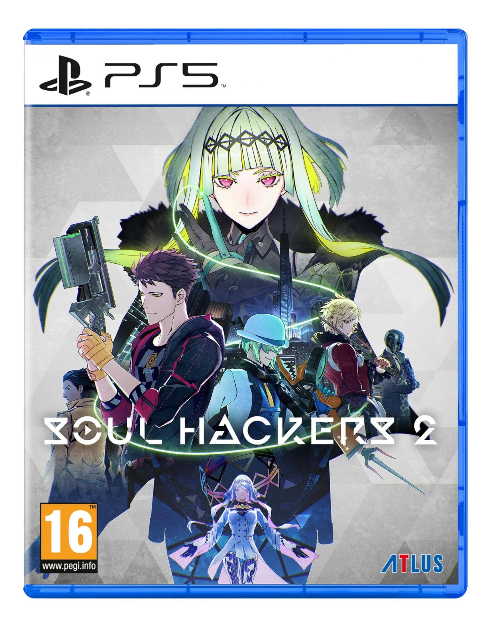 Okładka gry PS5 z postaciami i tytułem 'Soul Hackers 2'.