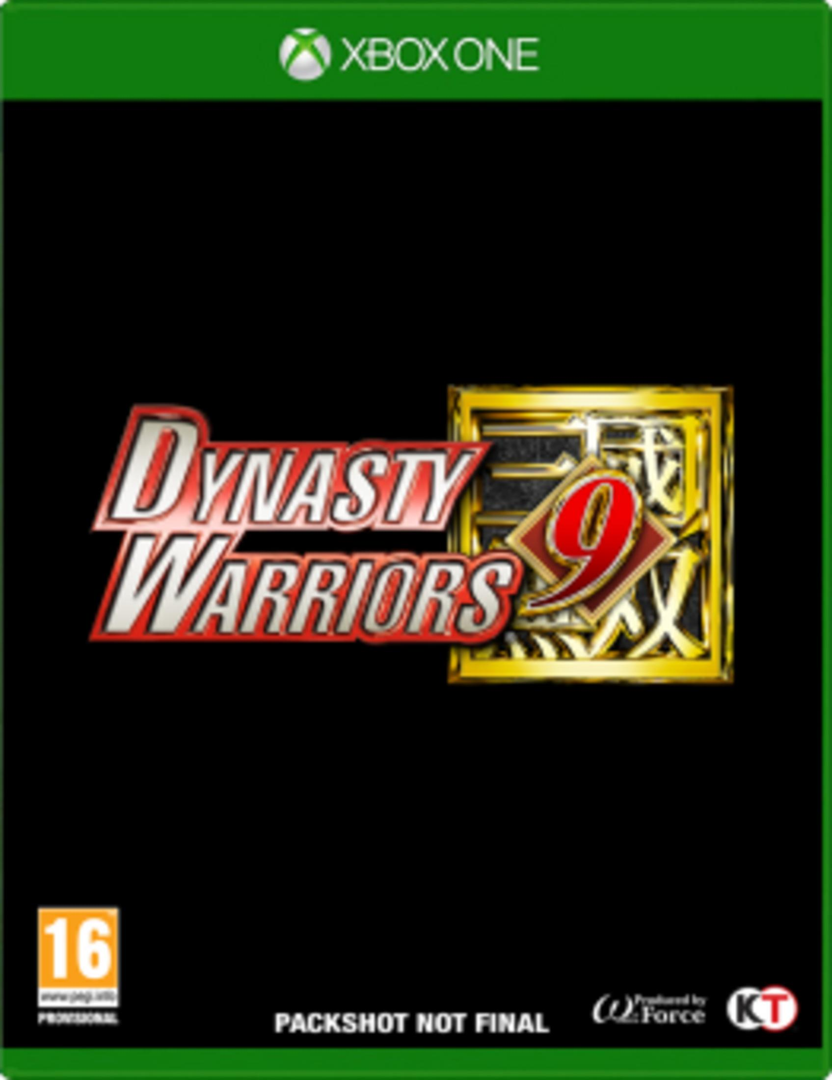 Copertina Xbox One per Dynasty Warriors 9 con logo e class. 16 anni.